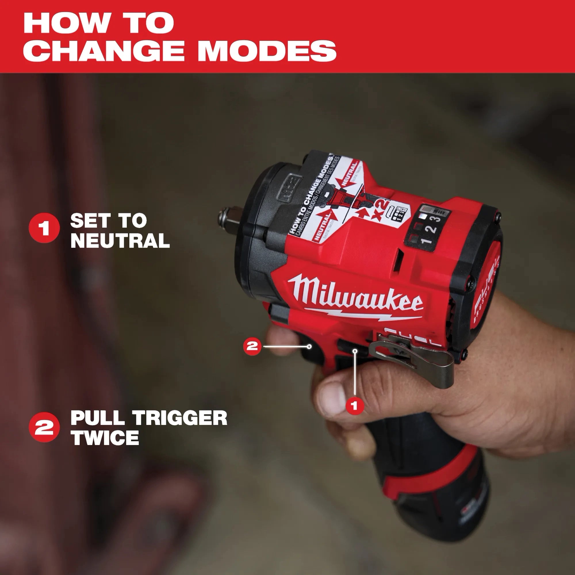 Llave de impacto corta M12 FUEL™ de 1/2" con retención de pasador Milwaukee 2563P-20 - imagen 8