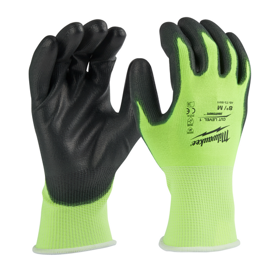 Guantes poliuretano nivel 1 de corte de alta visibilidad- M Milwaukee 48-73-8911