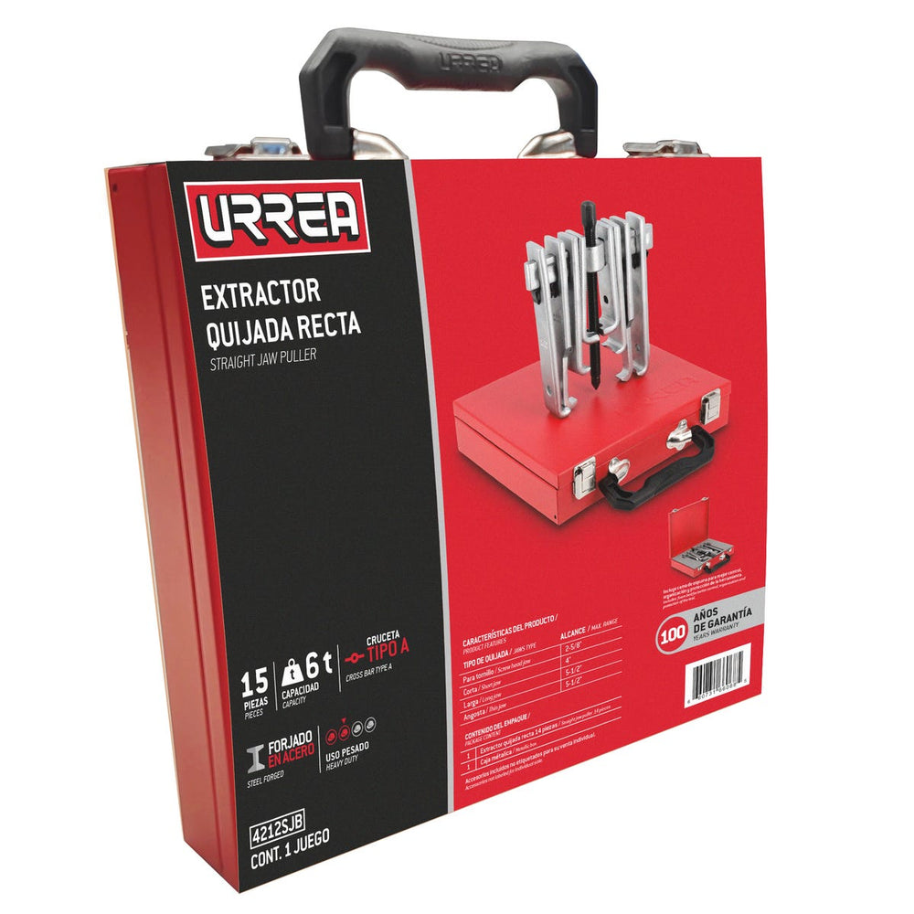 Extractor quijada recta tipo "A" 6 ton, 15 piezas en caja metálica Urrea 4212SJB - imagen 3