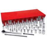Juego de dados y accesorios cuadro de 1/4" combinado, 44 piezas Urrea 4700A