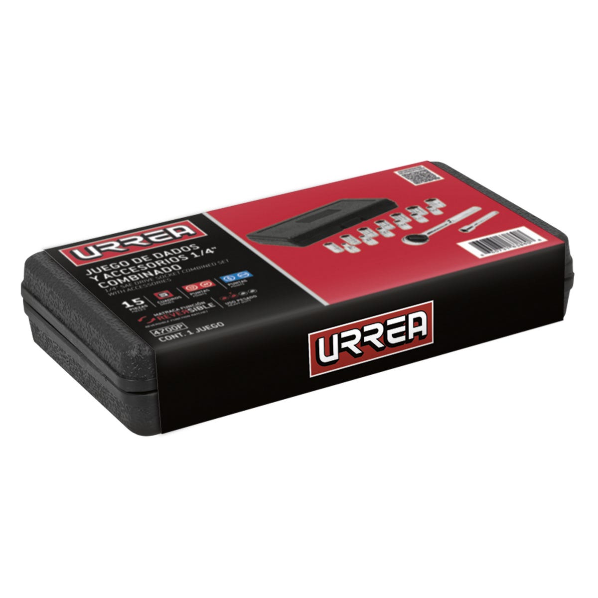 Juego de dados y accesorios cuadro de 1/4" combinado 6 puntas mm, 15 piezas Urrea 4700P - imagen 3