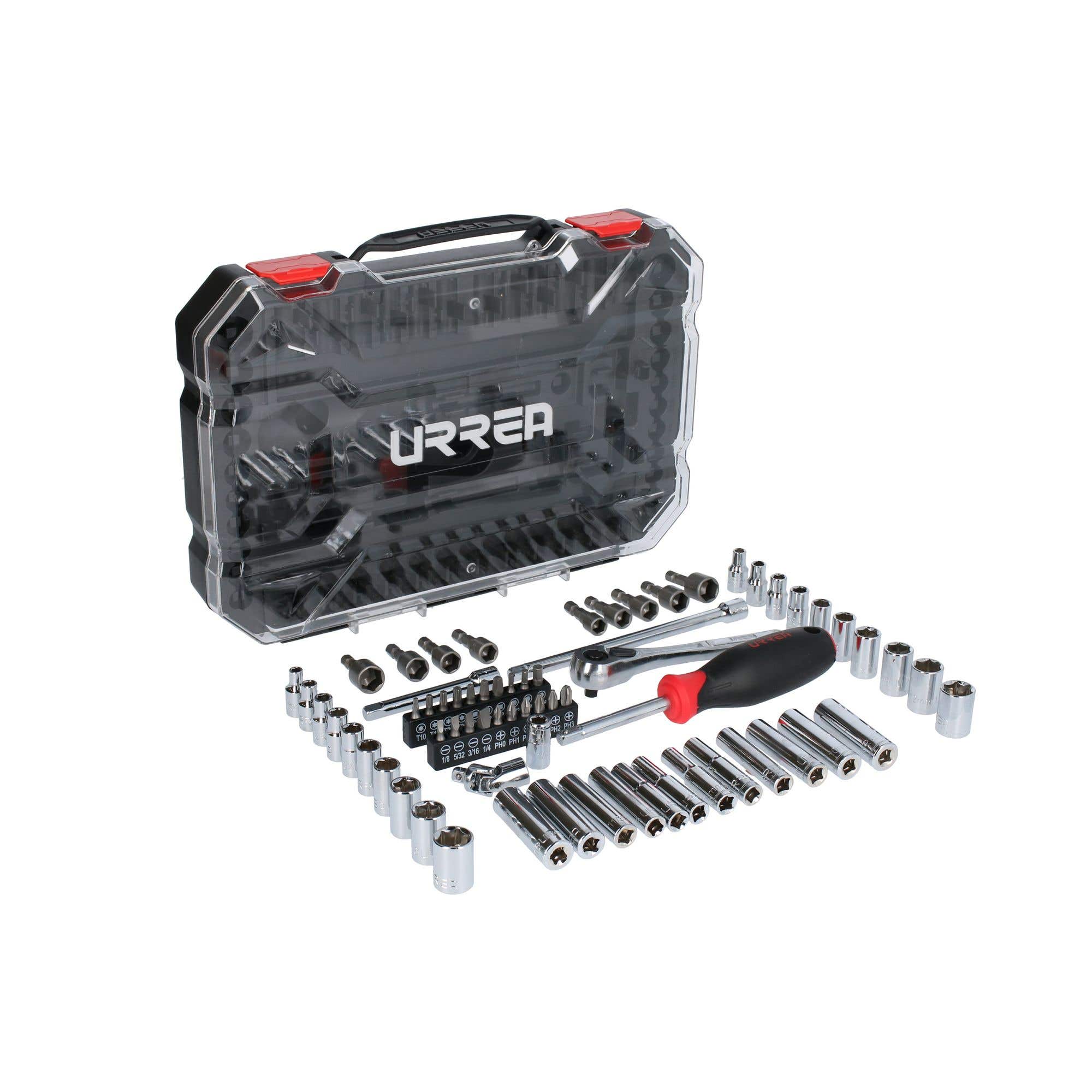 Juego de dados y accesorios cuadro de 1/4" combinado, 70 piezas Urrea 4701CD - imagen 3