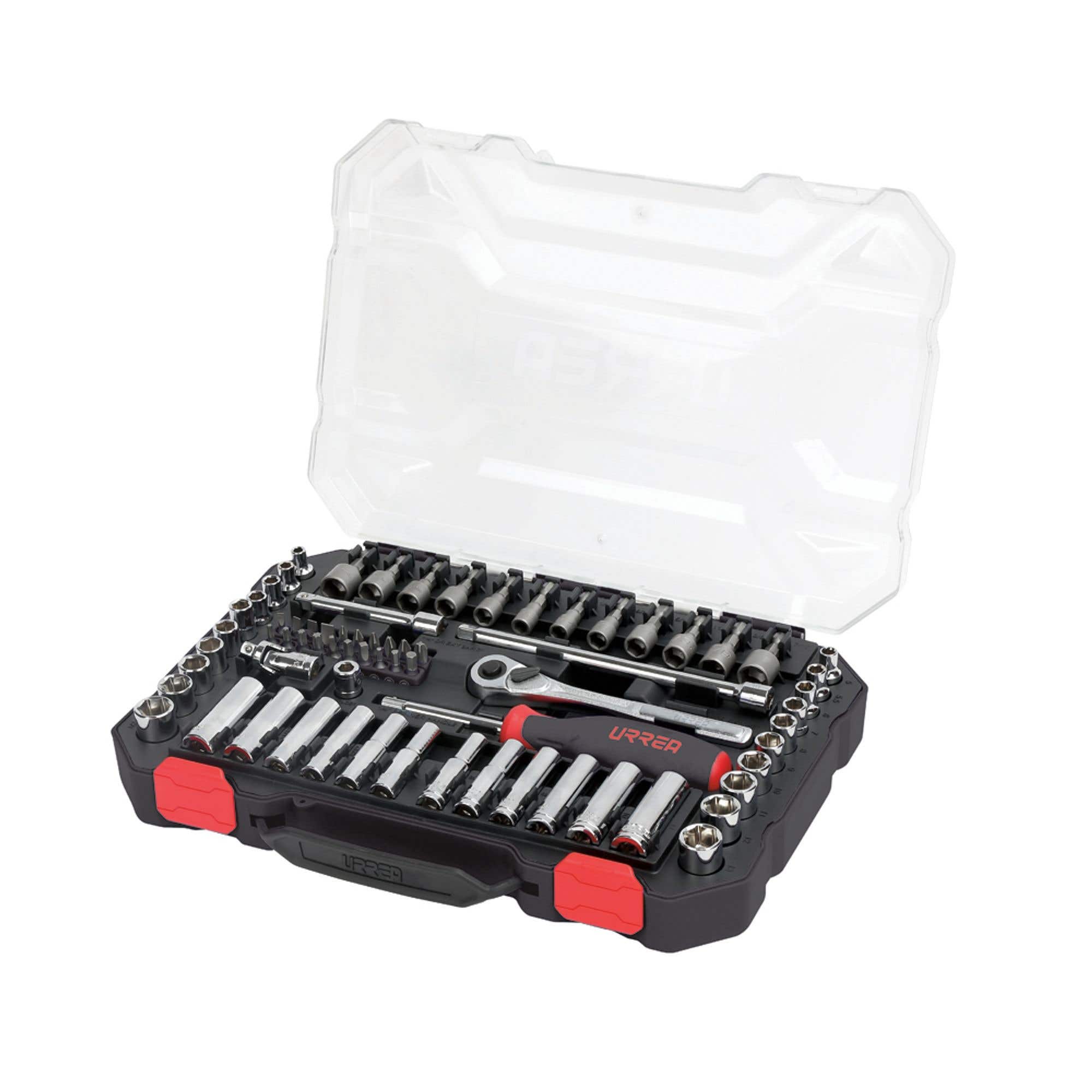 Juego de dados y accesorios cuadro de 1/4" combinado, 70 piezas Urrea 4701CD - imagen 2