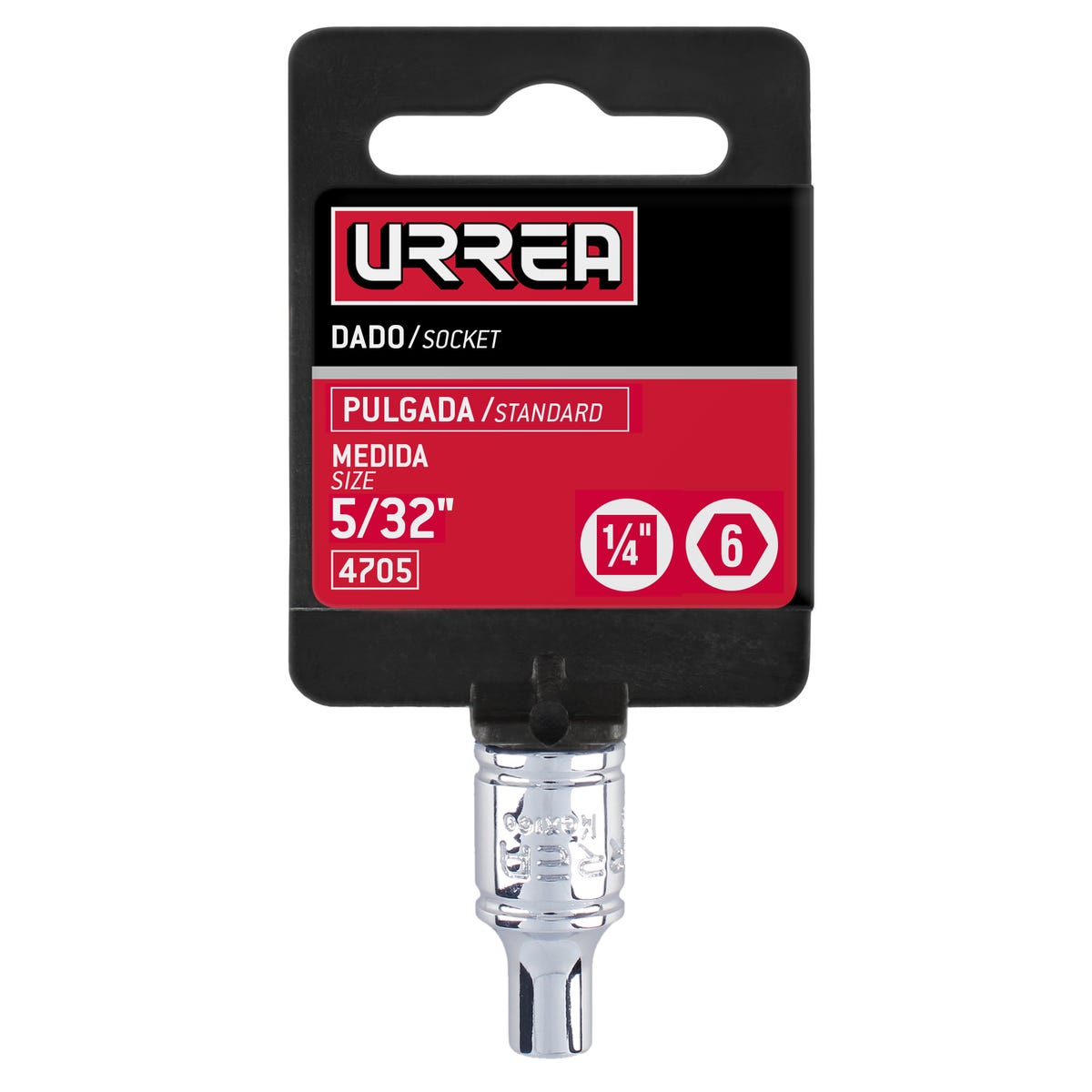 Dado cuadro de 1/4", 6 puntas, en pulgadas, 5/32" Urrea 4705 - imagen 4