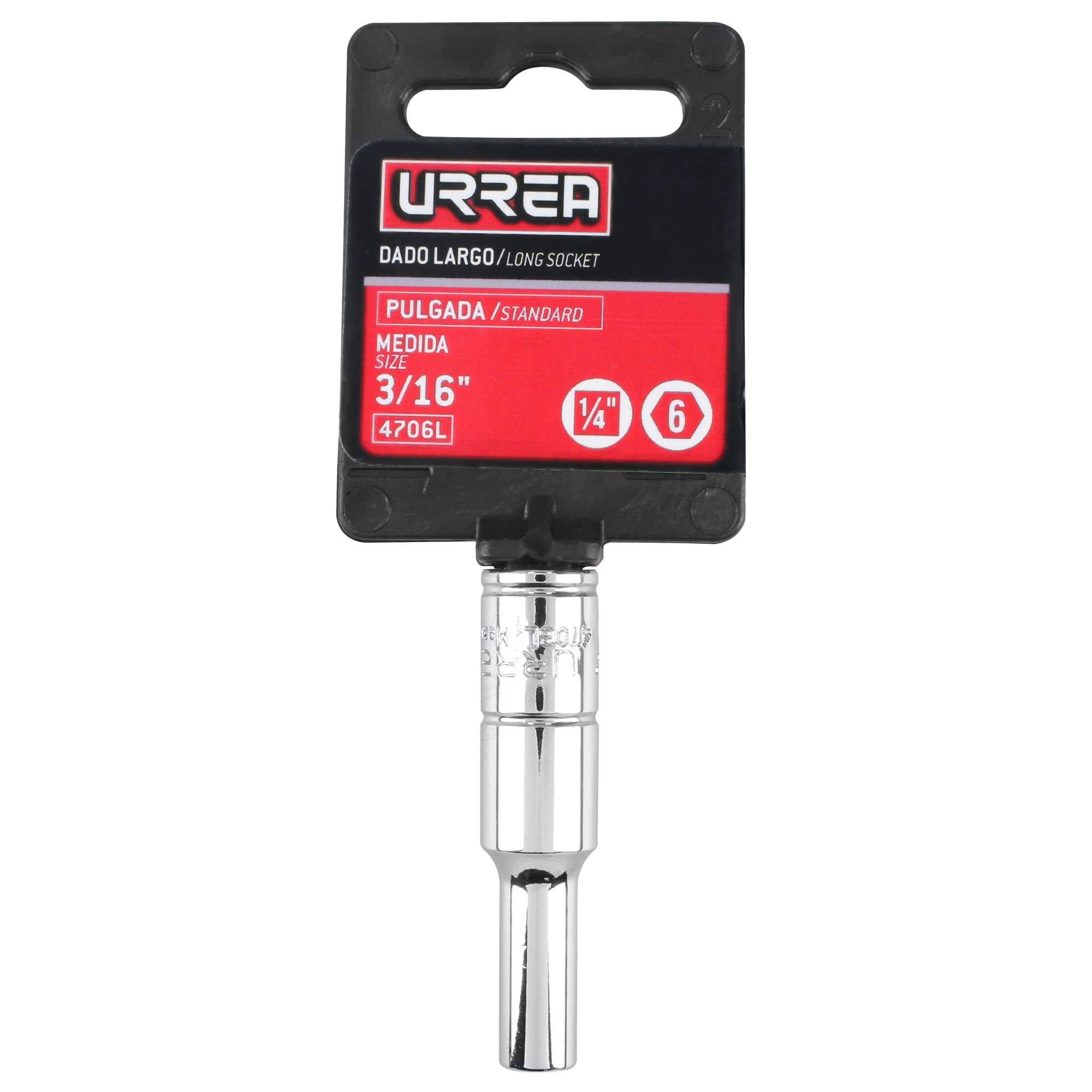 Dado largo cuadro de 1/4", 6 puntas, en pulgadas, 7/32" Urrea 4707L - imagen 4
