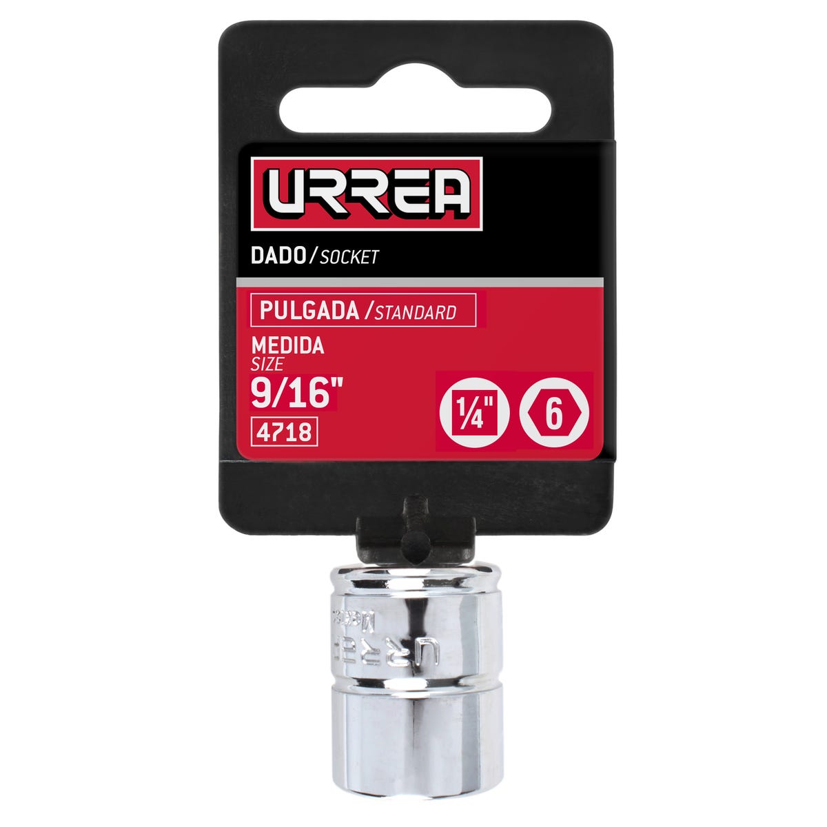 Dado cuadro de 1/4", 6 puntas, en pulgadas, 9/16" Urrea 4718 - imagen 3