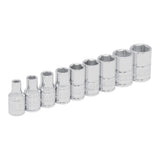 Juego de dados cuadro de 1/4", 6 puntas, métricos, 9 piezas Urrea 47207 - imagen 2