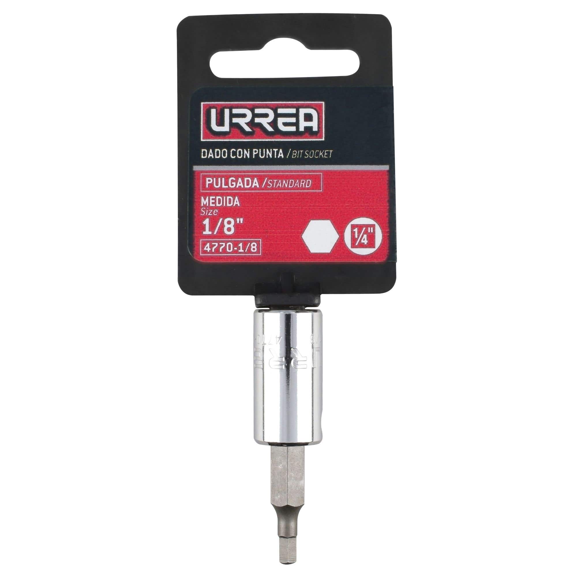 Dado con punta hexagonal cuadro de 1/4", en pulgadas, 3/32" Urrea 4770-3/32 - imagen 3