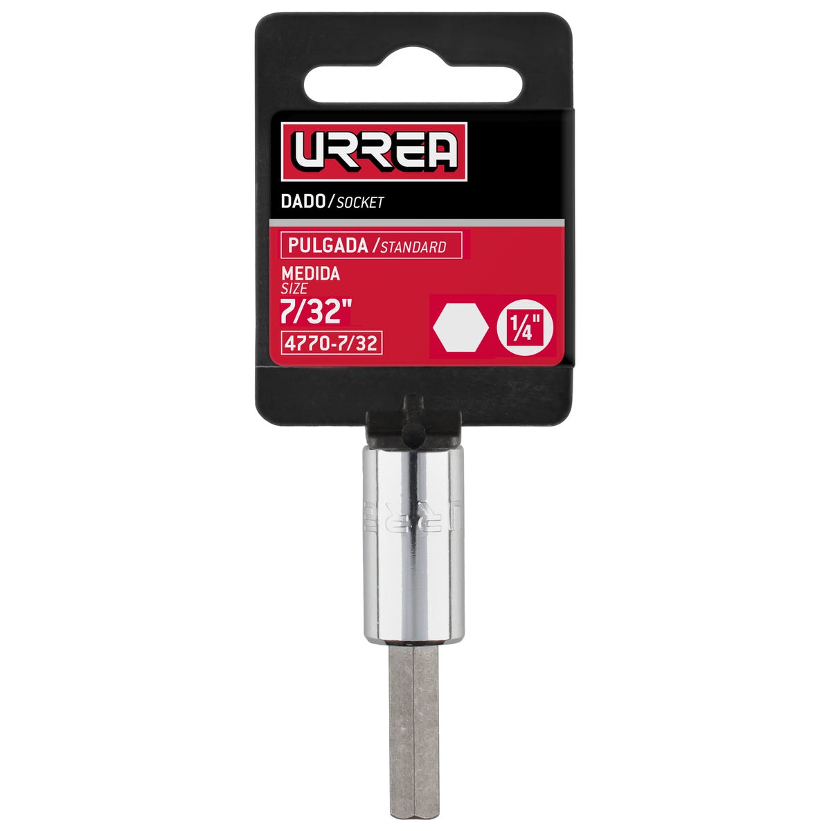 Dado con punta hexagonal cuadro de 1/4", en pulgadas, 7/32" Urrea 4770-7/32
