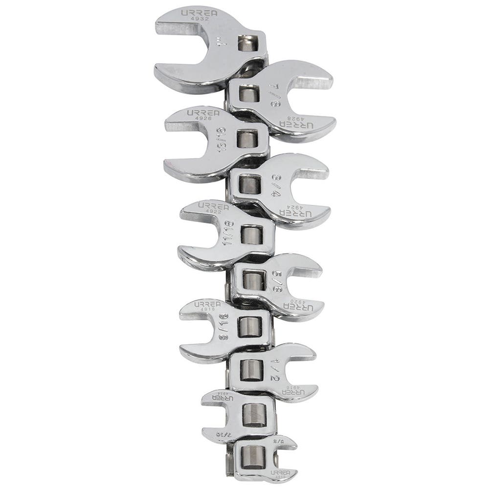 Juego de llaves pata de cuervo cuadro de 3/8", en pulgadas, 10 piezas Urrea 4900-10 - imagen 2