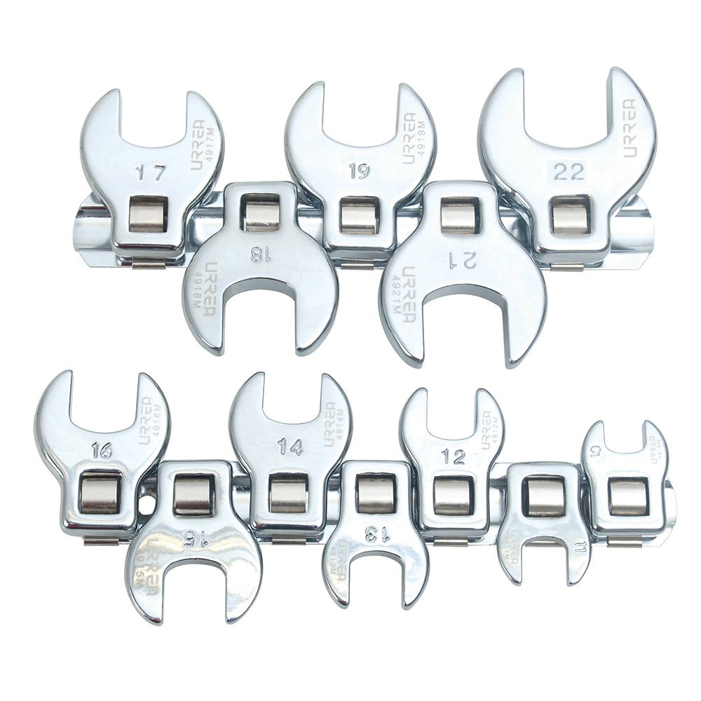 Juego de llaves pata de cuervo cuadro de 3/8", métricas, 12 piezas Urrea 4900-12M
