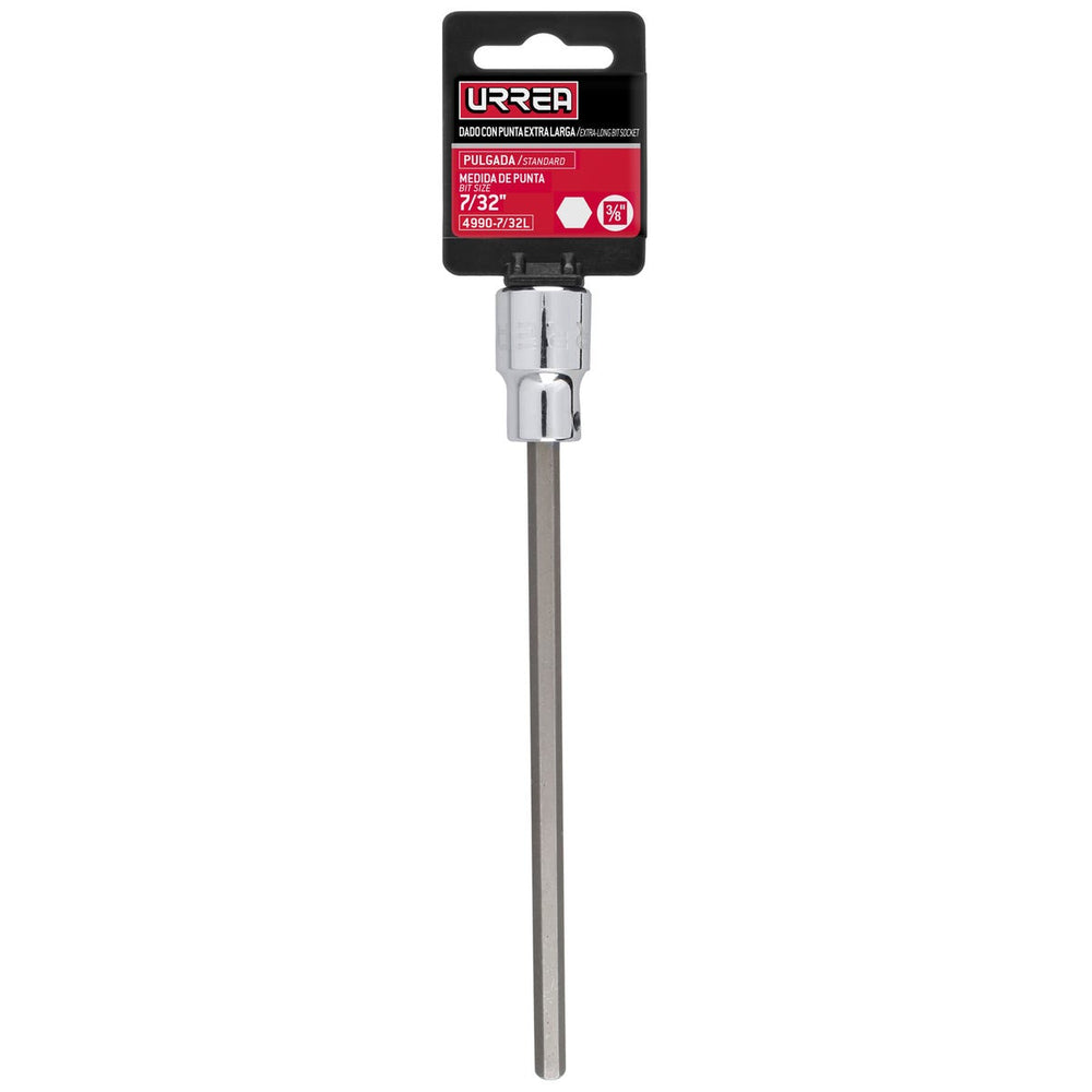 Dado con punta hexagonal extra larga cuadro de 3/8", 6 puntas, en pulgadas, 7/32" Urrea 4990-7/32L