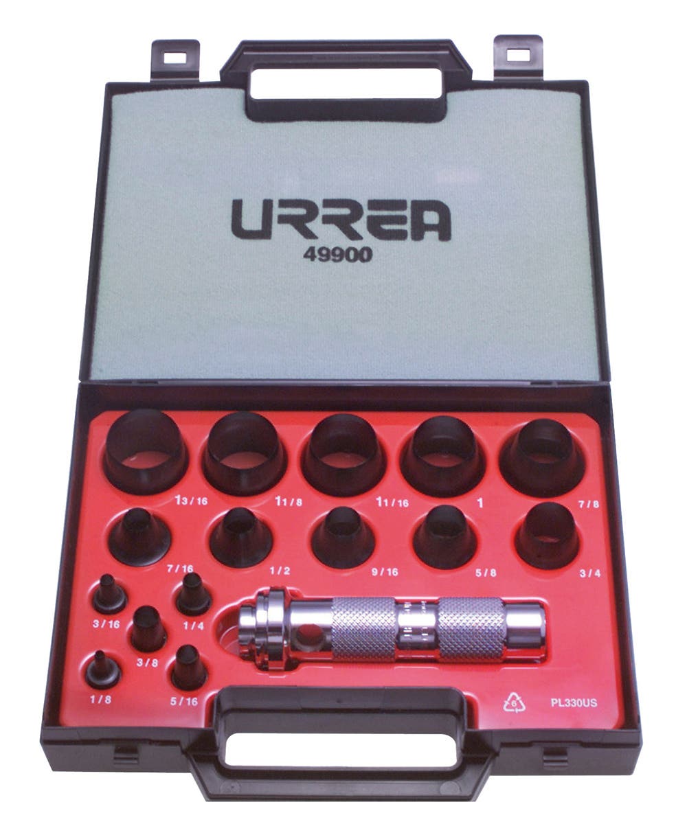 Juego de sacabocados de 1/8" a 1-3/16", 16 piezas Urrea 49900