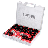 Juego de sacabocados con mango adaptador ergonómico 1/8" a 2", 28 piezas Urrea 49902A