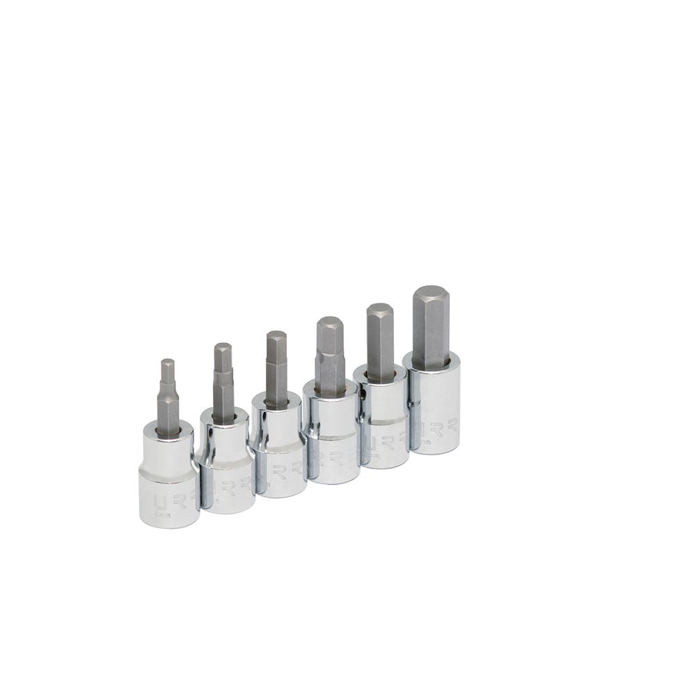 Juego de dados punta hexagonal cuadro de 3/8", métricos, 6 piezas Urrea 4990M6