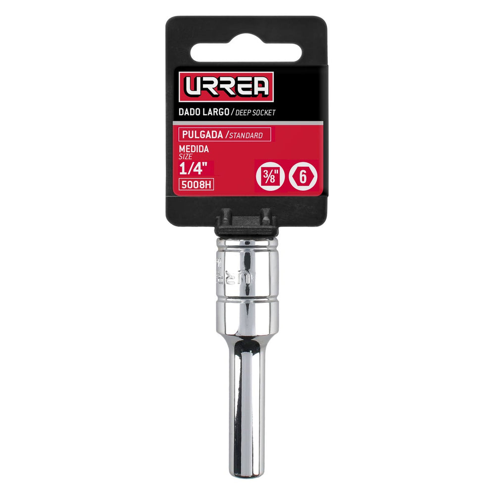 Dado largo cuadro de 3/8", 6 puntas, en pulgadas, 1/4" Urrea 5008H – imagen 3