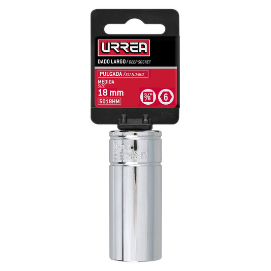 Dado largo cuadro de 3/8", 6 puntas, métrico, 18 mm Urrea 5018HM – imagen 2