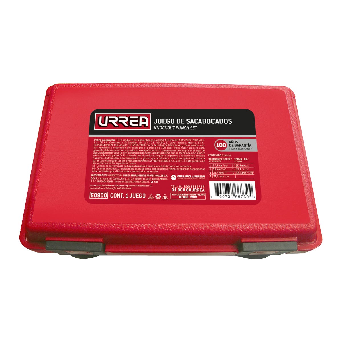 Juego de sacabocados para láminas de 5/8" a 1-1/4", 7 piezas Urrea 50900 - imagen 3