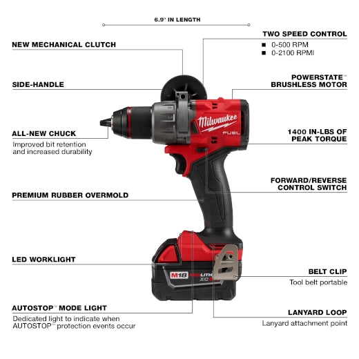 Kit de taladro/destornillador M18 FUEL™ de 1/2" Milwaukee 2903-22 - imagen 5