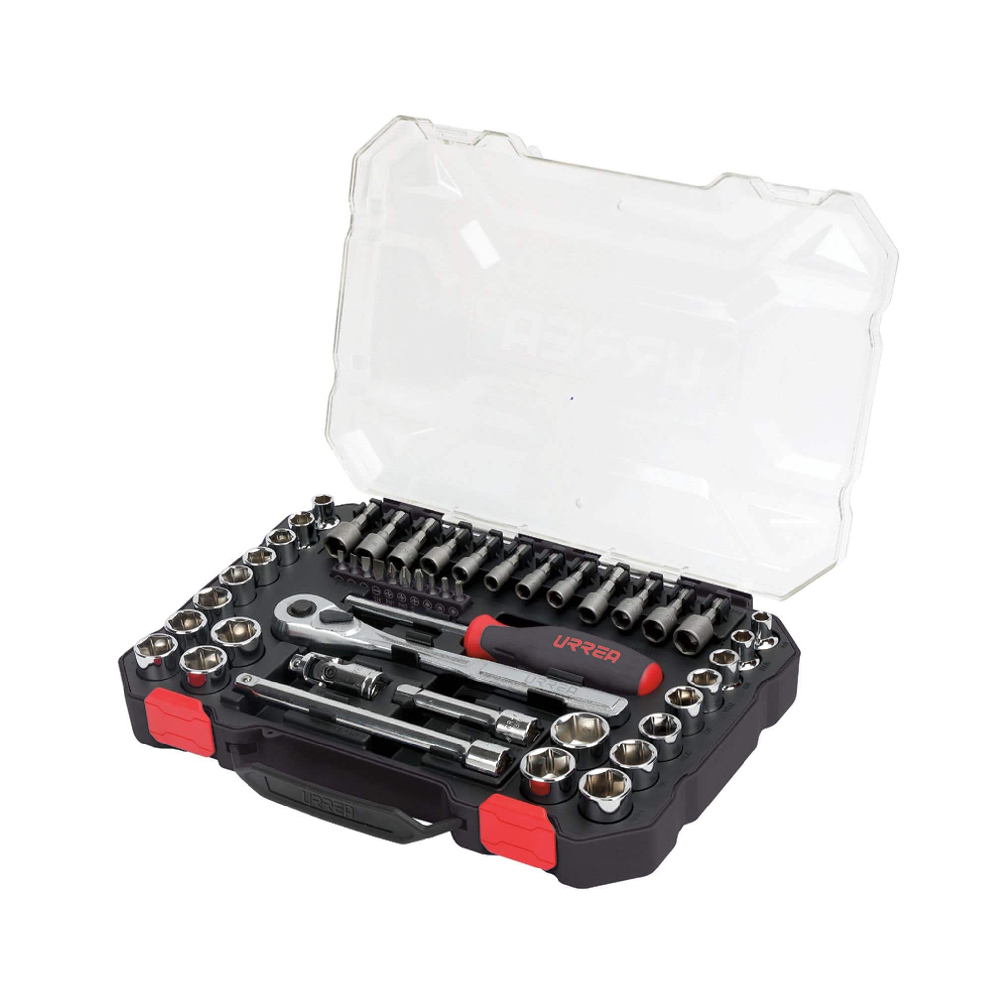 Juego de dados y accesorios cuadro de 3/8" combinado, 47 piezas Urrea 5201CD