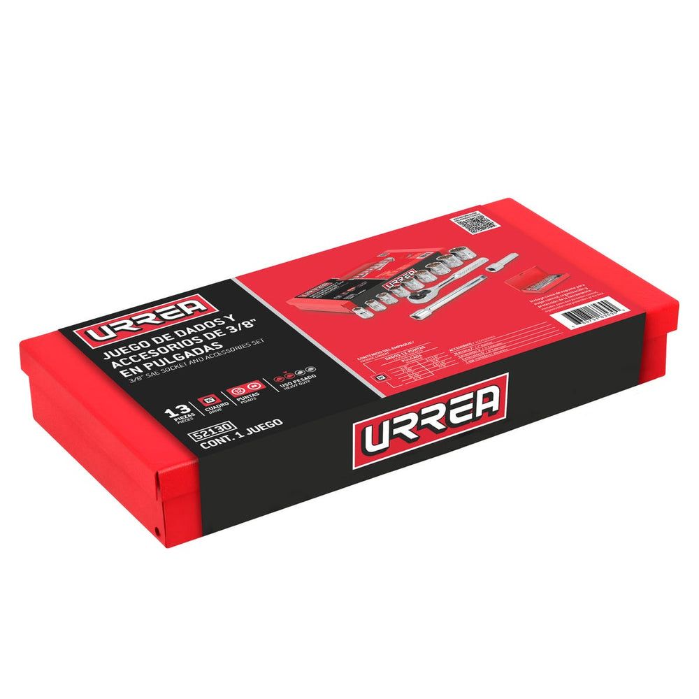 Juego de dados y accesorios cuadro de 3/8" en pulgadas 12 puntas , 13 piezas Urrea 52130 - imagen 3