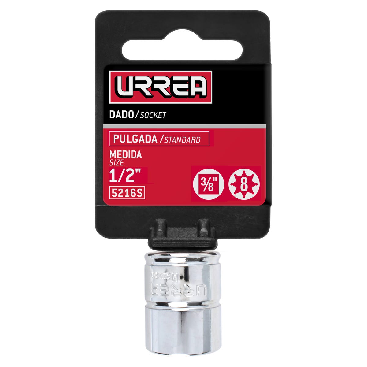 Dado cuadro de 3/8", 8 puntas, en pulgadas, 1/2" Urrea 5216S - imagen 3