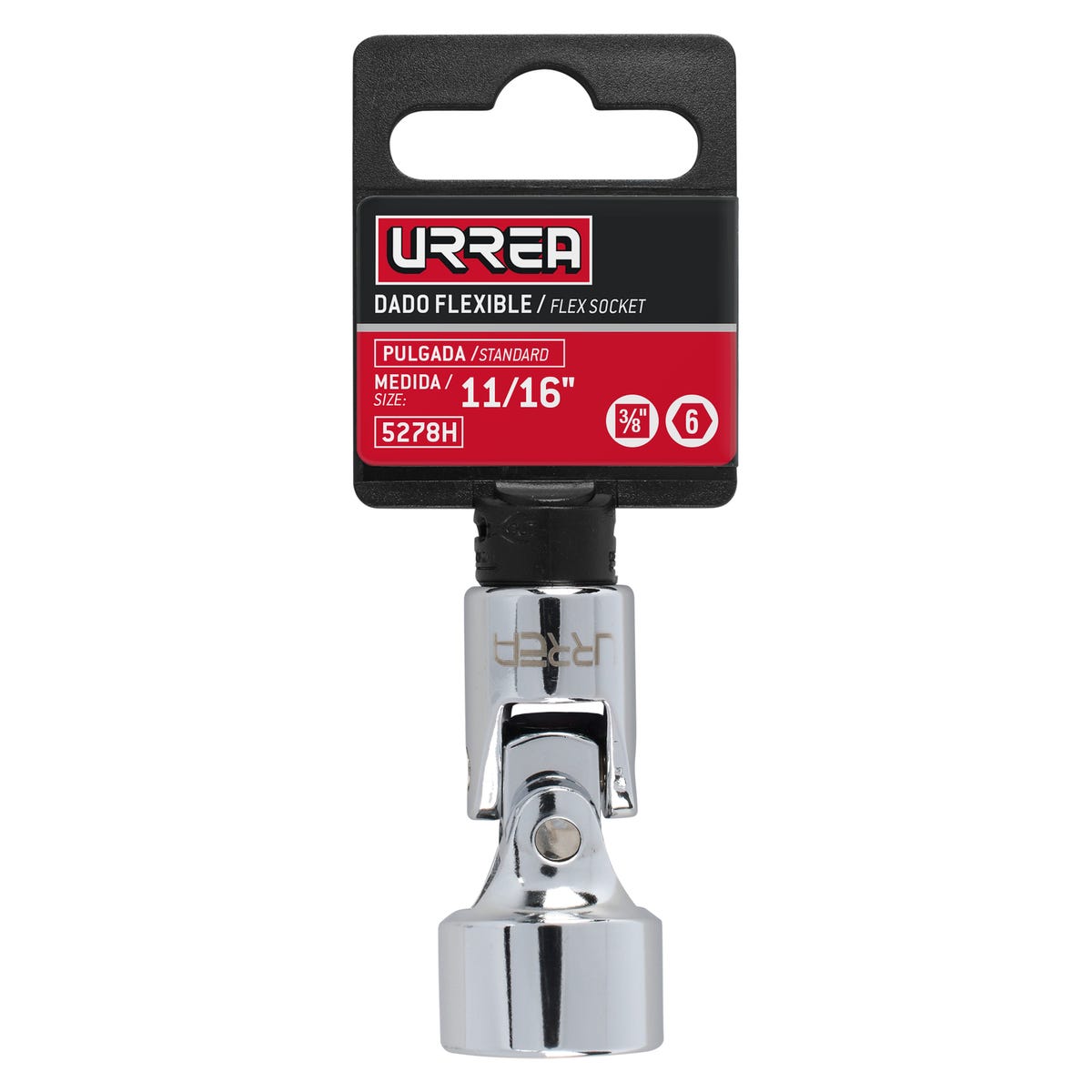 Dado flexible cuadro de 3/8", 6 puntas, en pulgadas, 11/16" Urrea 5278H - imagen 4