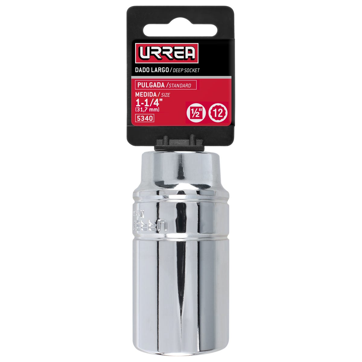 Dado largo cuadro de 1/2", 12 puntas, en pulgadas, 1-1/4" Urrea 5340 – imagen 4