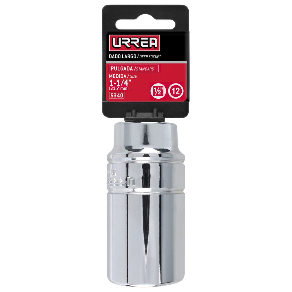 Dado largo cuadro de 1/2", 12 puntas, en pulgadas, 1-1/4" Urrea 5340 – imagen 4