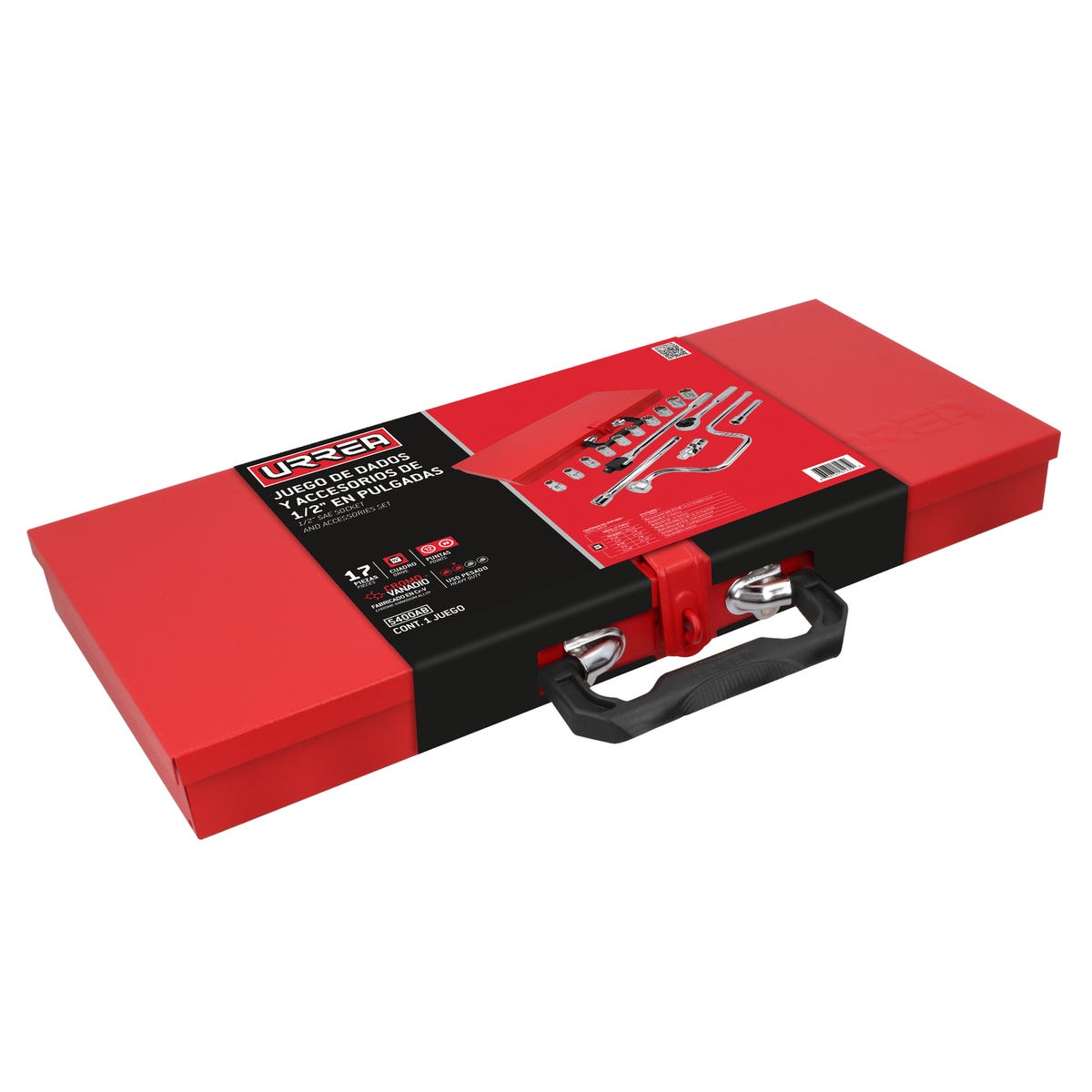 Juego de dados y accesorios cuadro de 1/2" en pulgadas 17 piezas, con caja metálica Urrea 5400AB - imagen 3
