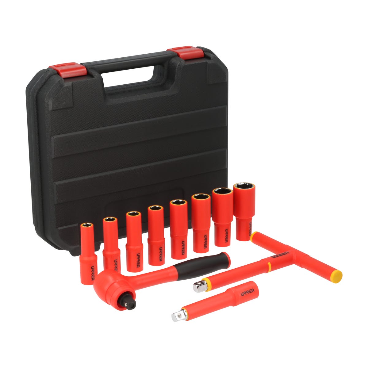 Juego de dados y accesorios cuadro de 1/2" métricos para 1000 V, caja plástica, 11 piezas Urrea 5400MVI - imagen 3