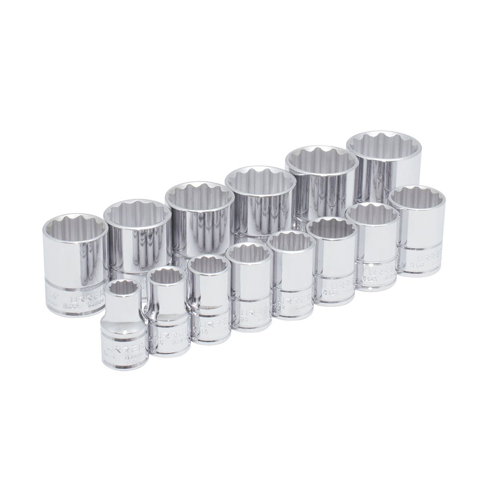Juego de dados cuadro de 1/2", 12 puntas, en pulgadas, 14 piezas Urrea 5400PA - imagen 2