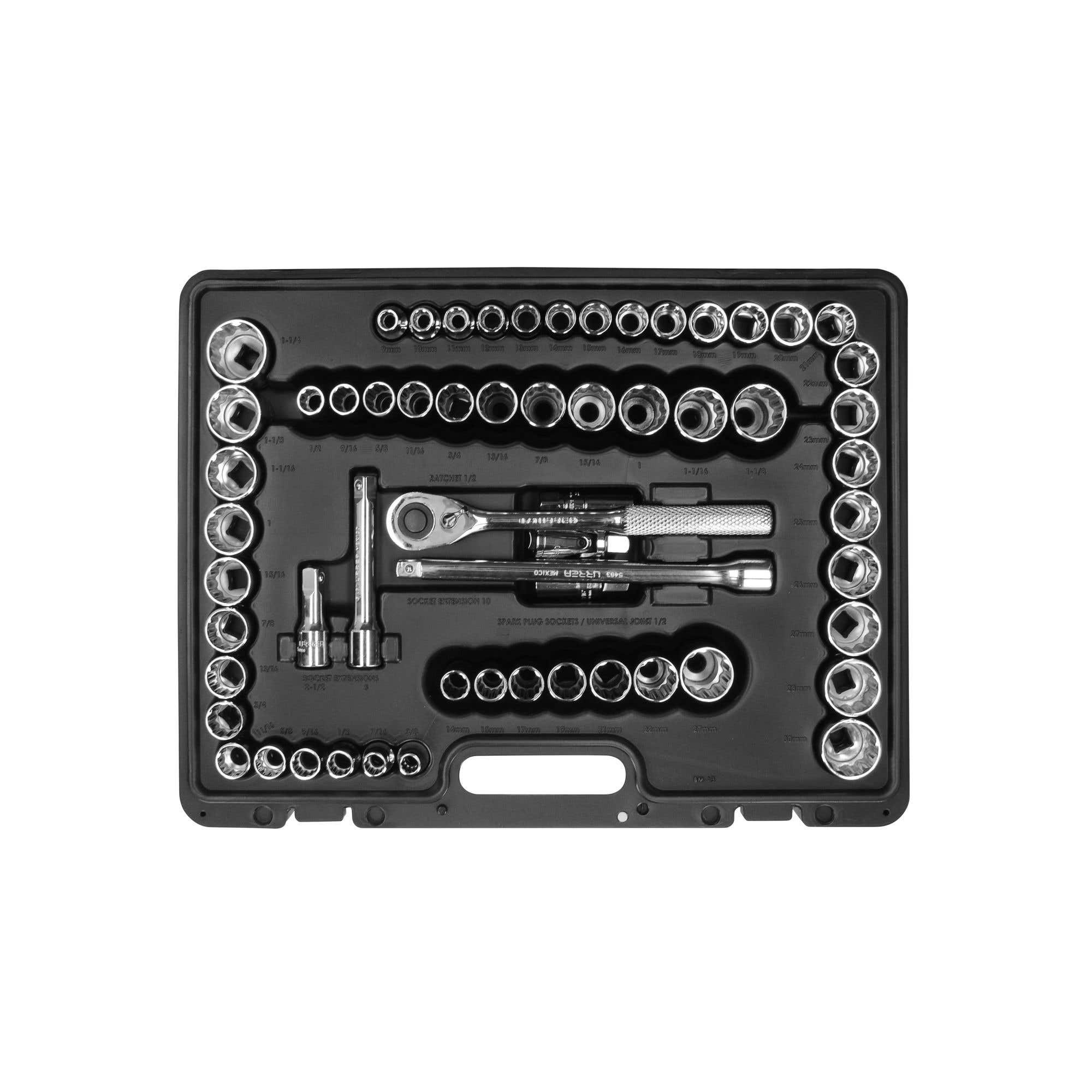 Juego de dados y accesorios cuadro de 1/2" combinado, 60 piezas Urrea 5400PD - imagen 6