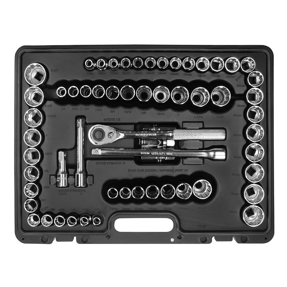Juego de dados y accesorios cuadro de 1/2" combinado, 60 piezas Urrea 5400PD - imagen 7