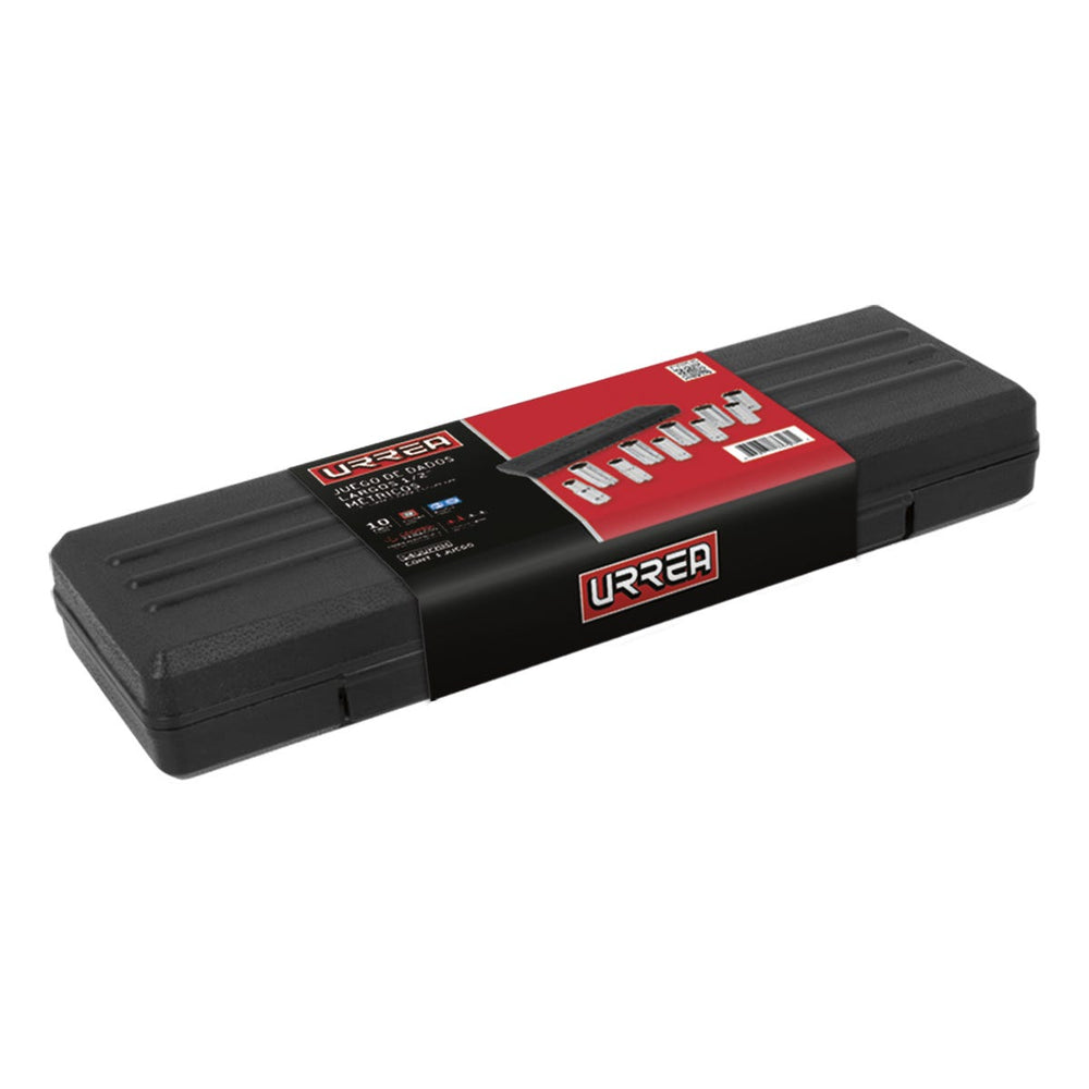 Juego de dados largos cuadro de 1/2", 12 puntas, métricos, 10 piezas Urrea 5400PHM - imagen 3
