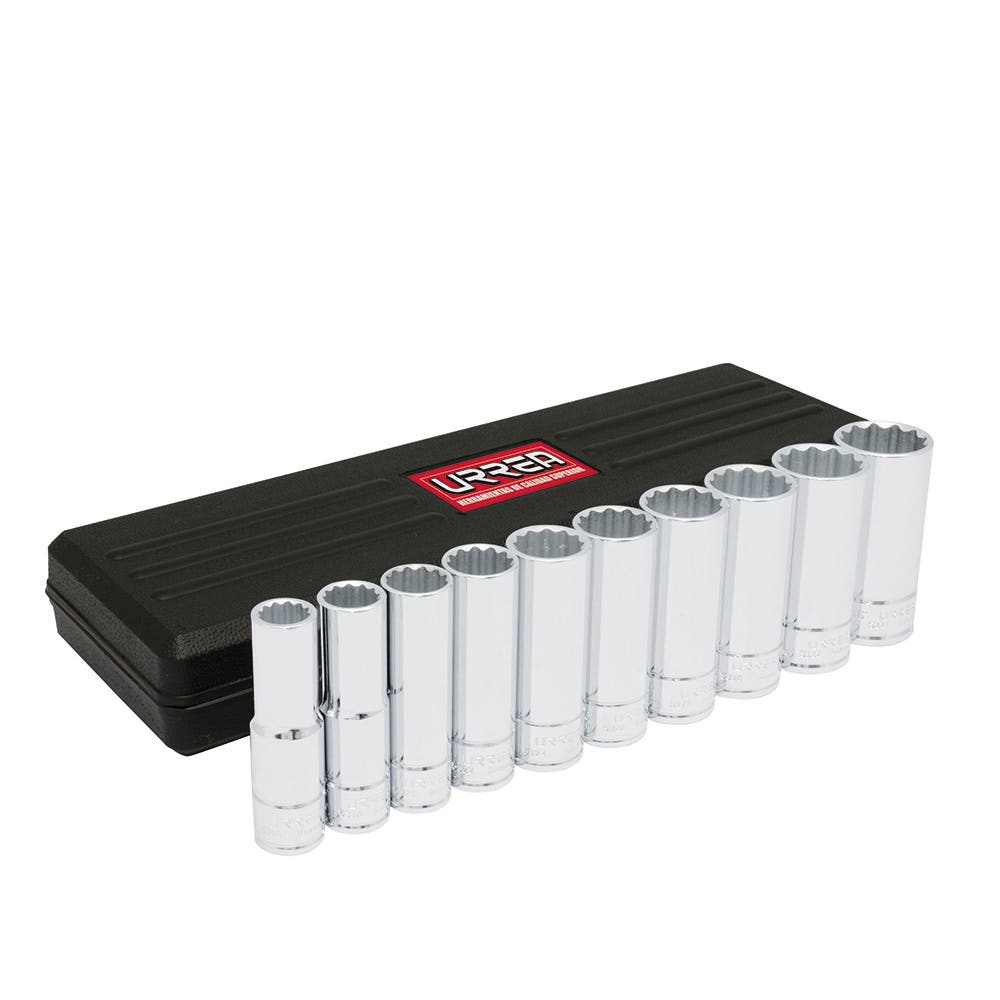 Juego de dados largos cuadro de 1/2", 12 puntas, en pulgadas, 10 piezas Urrea 5400PH - imagen 2