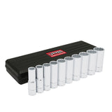 Juego de dados largos cuadro de 1/2", 12 puntas, en pulgadas, 10 piezas Urrea 5400PH
