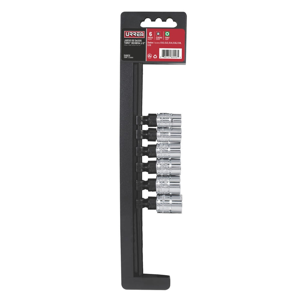 Juego de dados torx hembra cuadro de 1/2", 6 piezas Urrea 5400TX - imagen 3