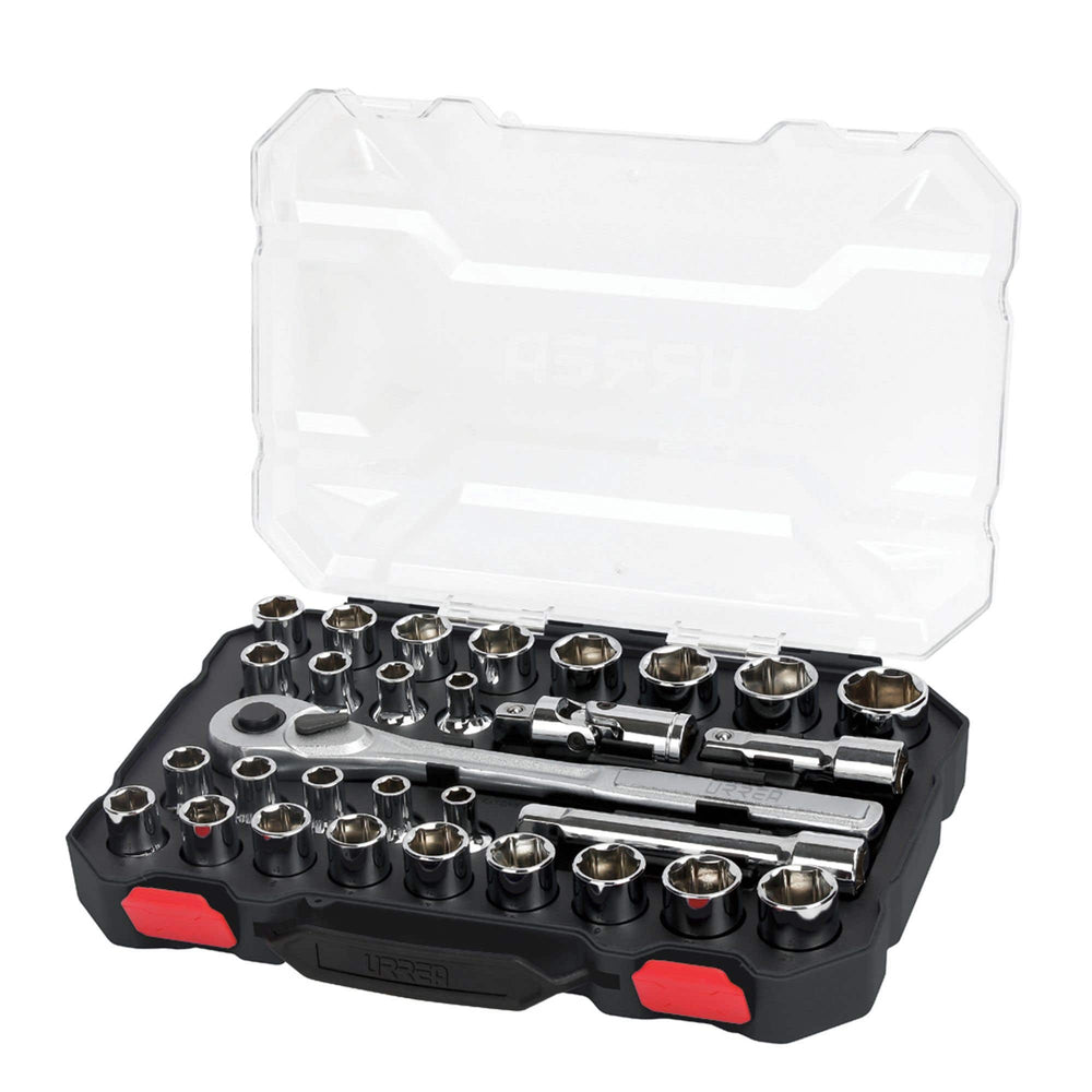 Juego de dados y accesorios cuadro de 1/2" combinado, 30 piezas Urrea 5401CD