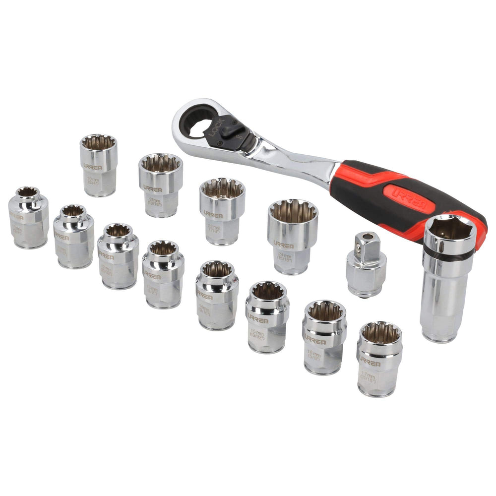 Juego de dados y accesorios cuadro de 1/2" Go-Through combinado, 15 piezas Urrea 5401GT - imagen 3