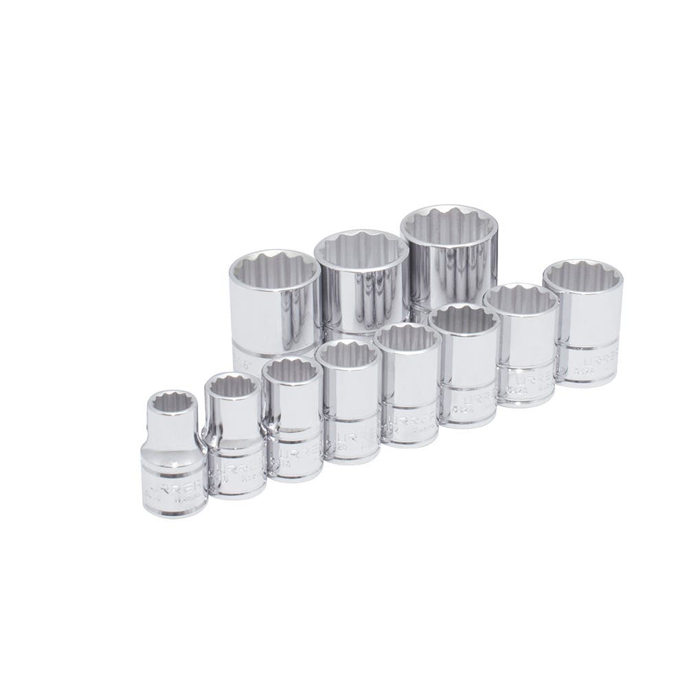 Juego de dados cuadro de 1/2", 12 puntas, en pulgadas,11 piezas Urrea 54111