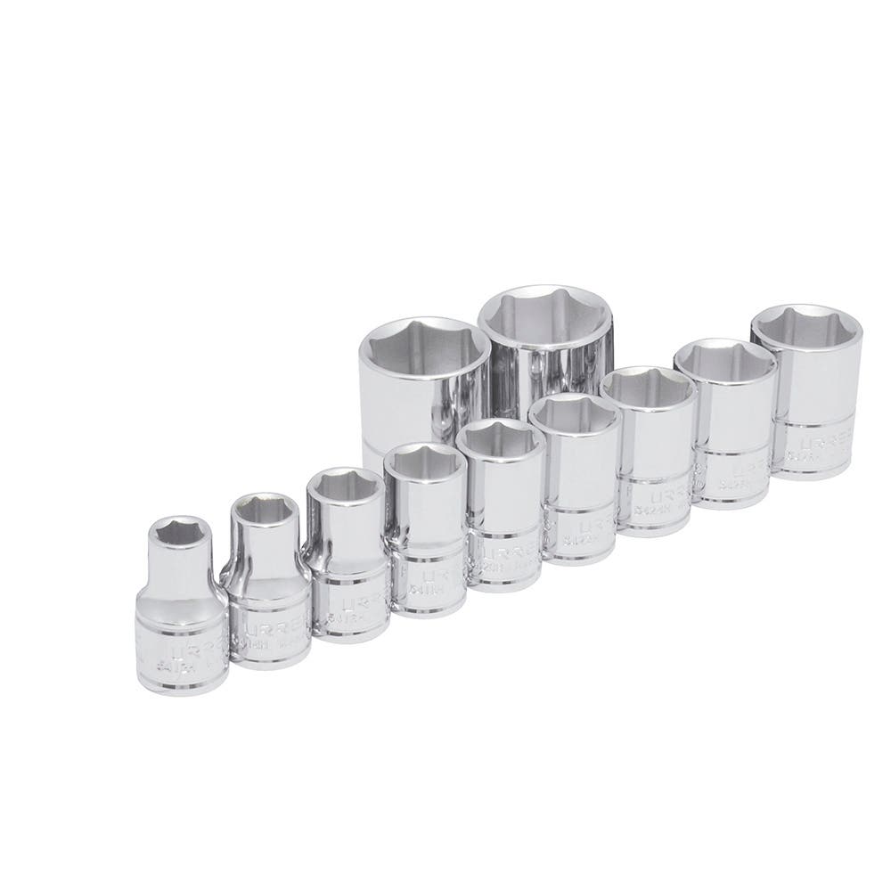 Juego de dados cuadro de 1/2", 6 puntas, en pulgadas, 11 piezas Urrea 54115