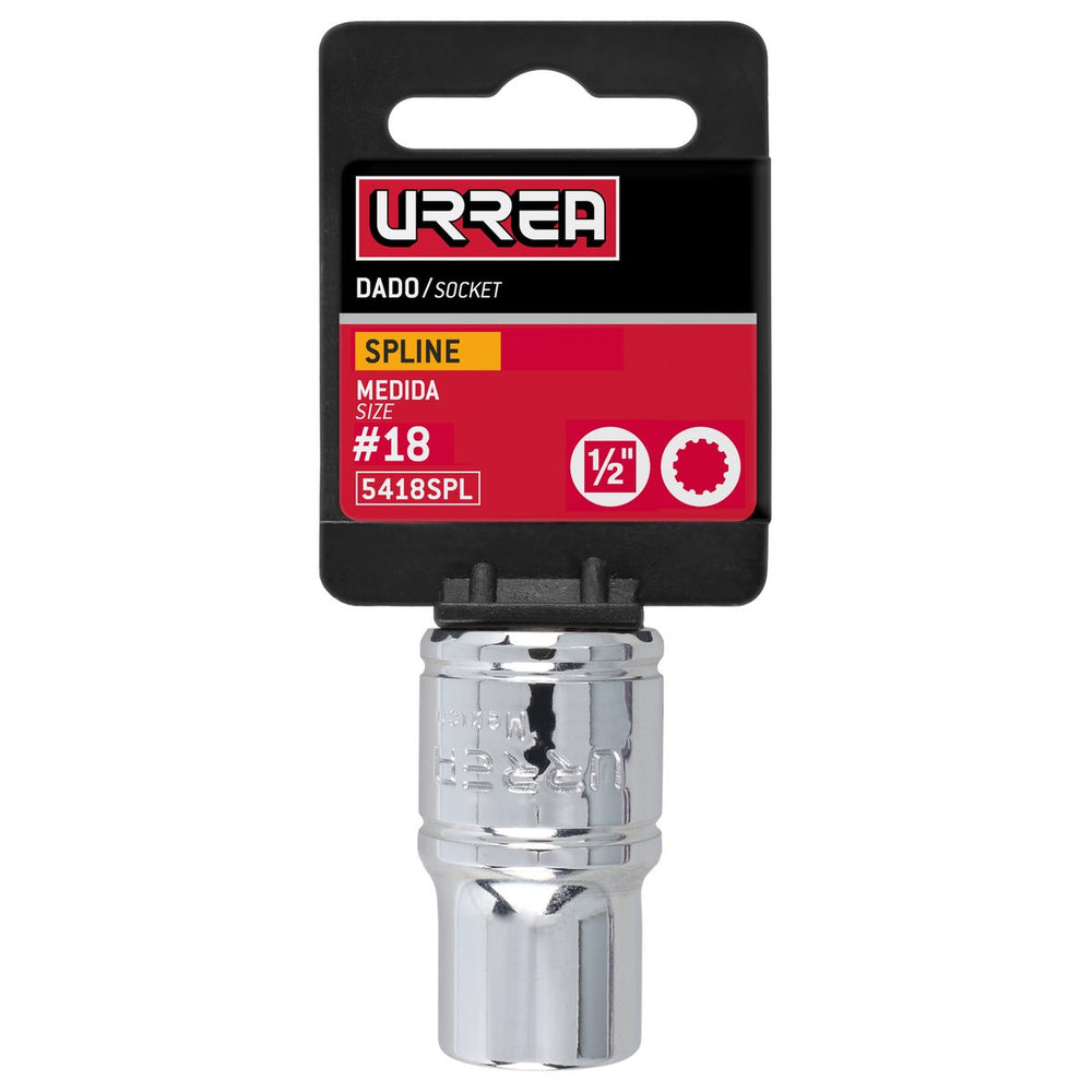 Dado spline cuadro de 1/2", # 18 Urrea 5418SPL - imagen 3