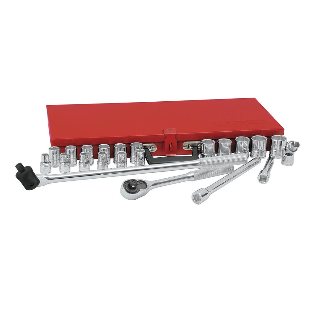 Juego de dados y accesorios cuadro de 1/2" métrico 6 puntas, 23 piezas Urrea 54210H