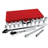 Juego de dados y accesorios cuadro de 1/2" métrico 12 puntas, 23 piezas Urrea 54210