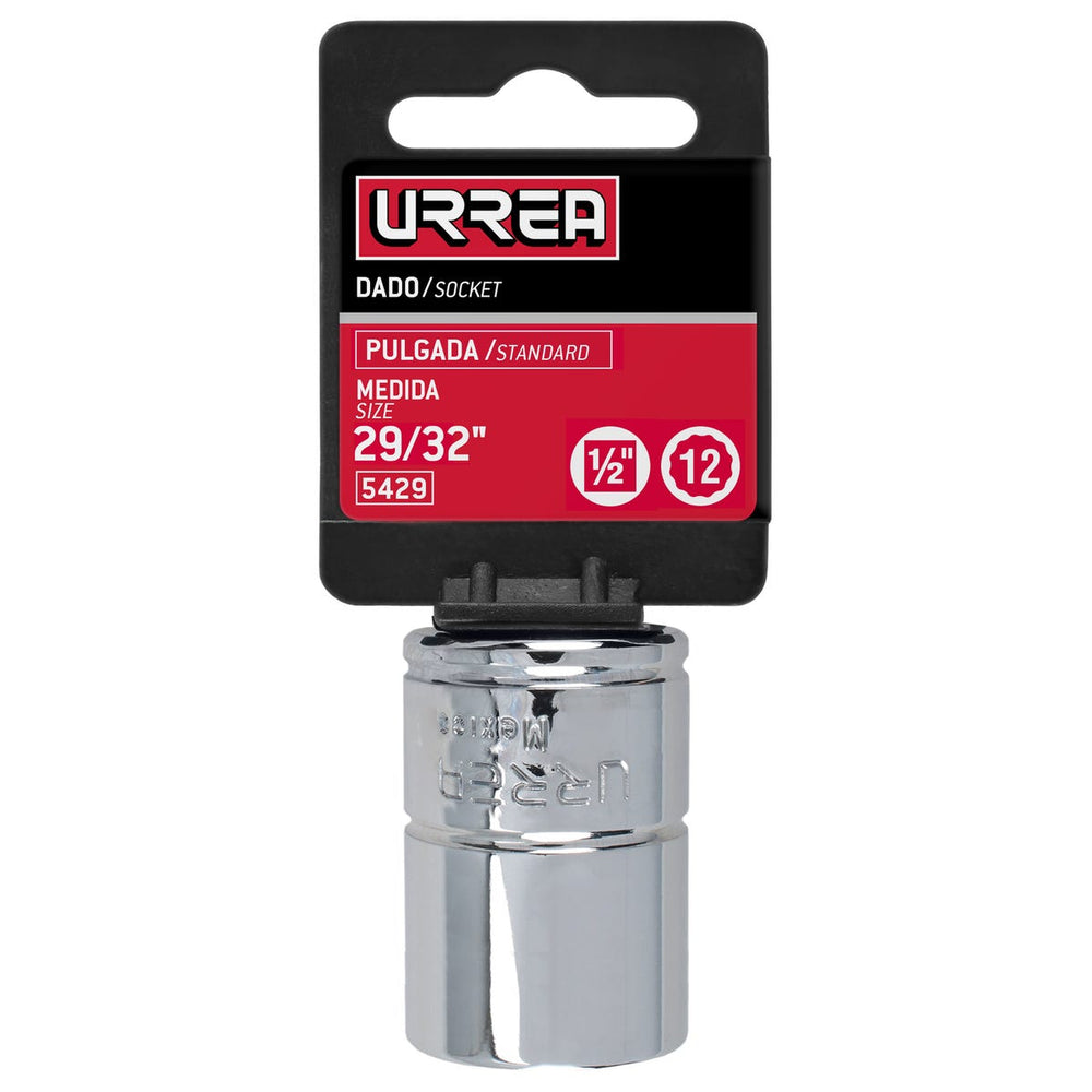 Dado cuadro de 1/2", 12 puntas, en pulgadas, 29/32" Urrea 5429 - imagen 3