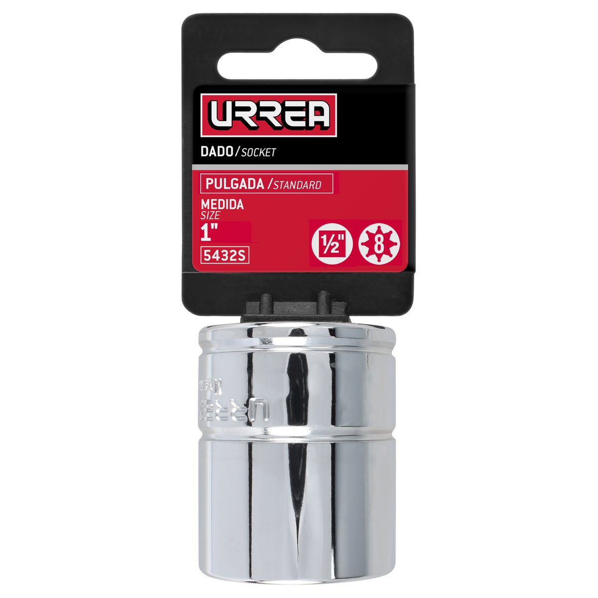 Dado cuadro de 1/2", 8 puntas, en pulgadas, 1" Urrea 5432S - imagen 2