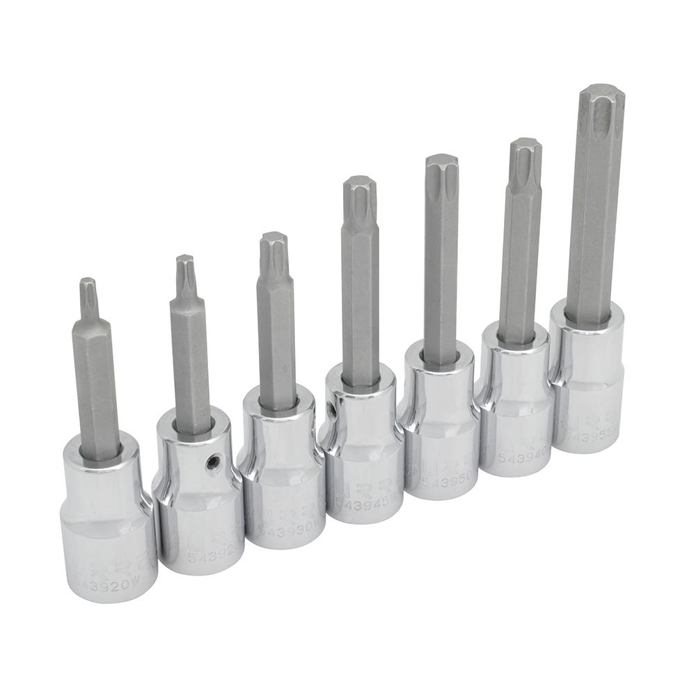 Juego de dados con punta torx cuadro de 1/2", 7 piezas, en riel Urrea 5439C