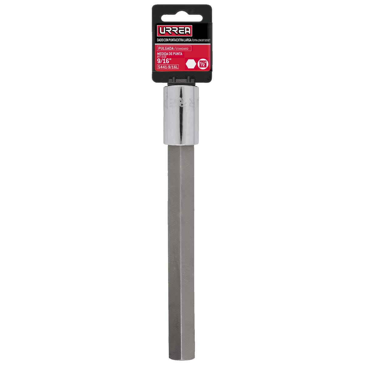 Dado con punta hexagonal extra larga cuadro de 1/2", en pulgadas, 9/16" Urrea 5441-9/16L - imagen 2