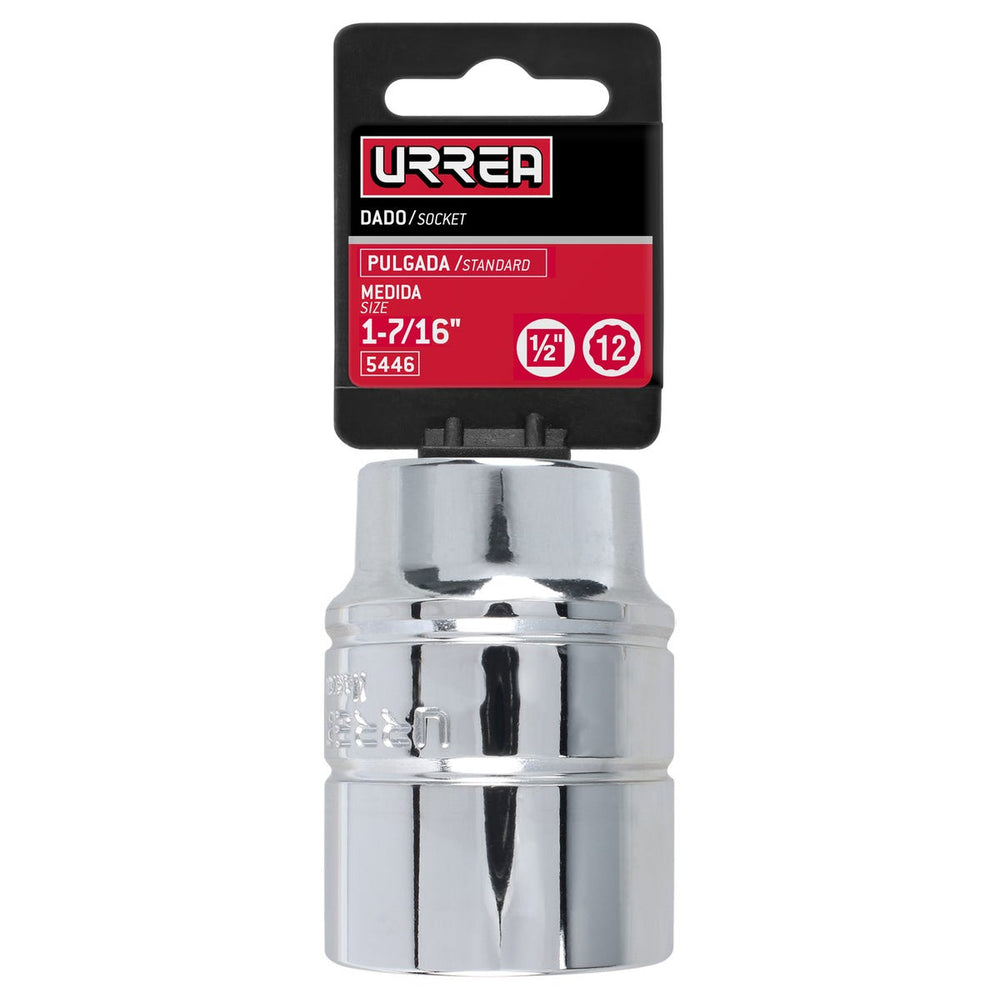 Dado cuadro de 1/2", 12 puntas, en pulgadas, 1-7/16" Urrea 5446 - imagen 3